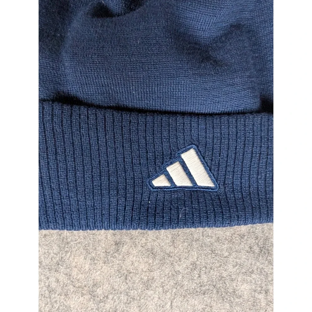 Adidas NAU‎ Football Beanie Hat Navy Blue Yellow Pom Knit Cuffed Lumberjacks
